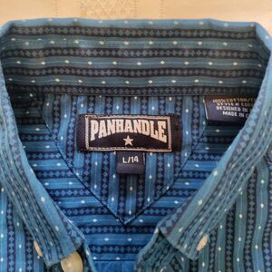 Boys Panhandle Size L/14 Blue L/S Shirt. Designed In Texas